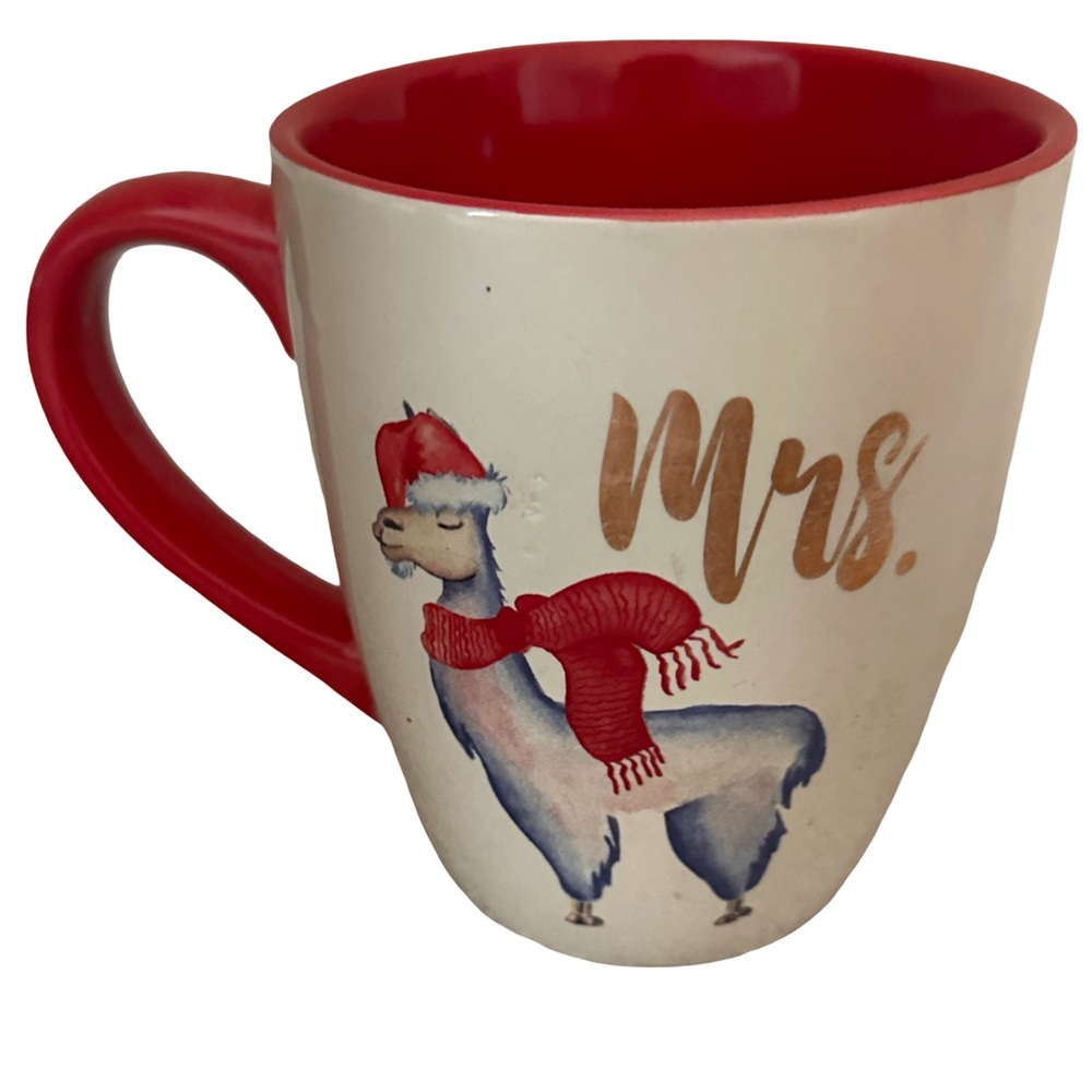 FAO Schwarz "Mrs. Llama" Ceramic Coffee Mug "Cozy Winter" Holiday Collection